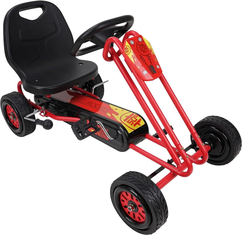 509 Crew Rocket Pedal Go Kart - Red | Pedal Car | Ride On Toys for Boys  Girls with Ergonomic Adjustable Seat  Sharp Handling, Ages 4+ (U918002), Large