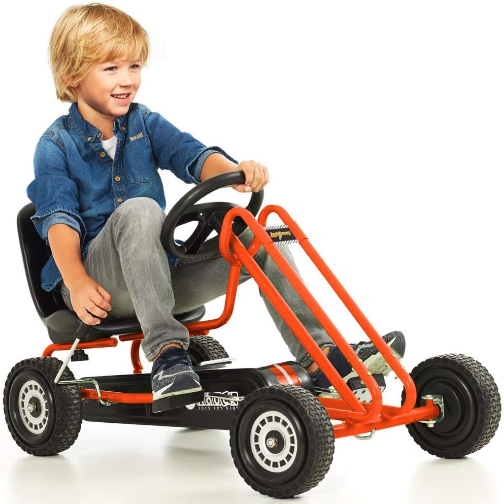 Hauck Lightning - Pedal Go Kart | Pedal Car | Ride On Toys for Boys  Girls with Ergonomic Adjustable Seat  Sharp Handling - Orange, Large