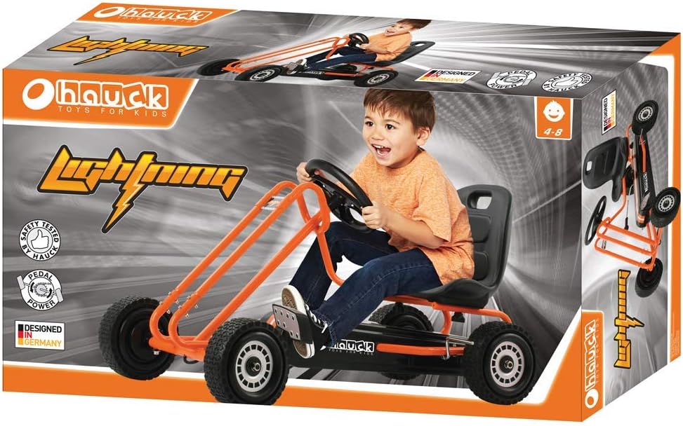 Hauck Lightning - Pedal Go Kart | Pedal Car | Ride On Toys for Boys  Girls with Ergonomic Adjustable Seat  Sharp Handling - Orange, Large